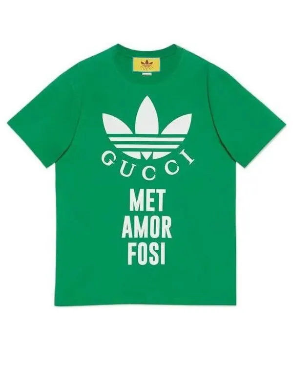 Кроссовки x adidas cotton jersey crewneck short sleeves 'green' Gucci — изображение 1 из 1, зеленый/белый