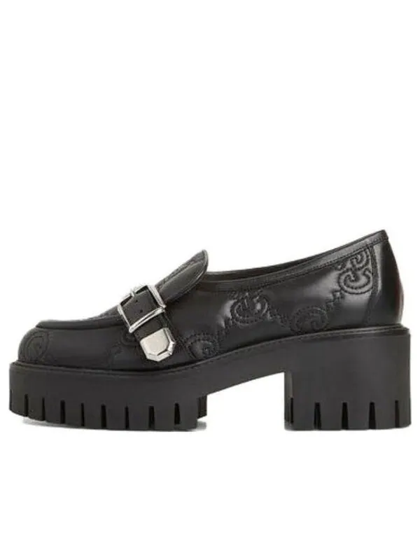 Кроссовки gg matelass slip-on loafers with block heel 'black' Gucci — изображение 1 из 4, черный