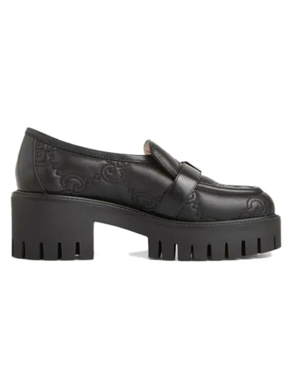 Кроссовки gg matelass slip-on loafers with block heel 'black' Gucci — изображение 2 из 4, черный