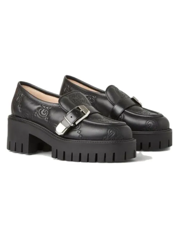Кроссовки gg matelass slip-on loafers with block heel 'black' Gucci — изображение 3 из 4, черный
