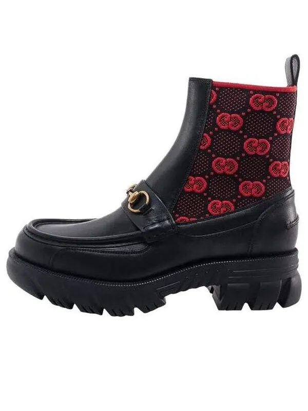 Кроссовки horsebit gg jersey boot 'black red' Gucci — изображение 1 из 4, черный/красный