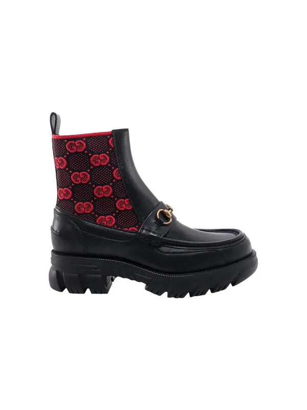 Кроссовки horsebit gg jersey boot 'black red' Gucci — изображение 2 из 4, черный/красный