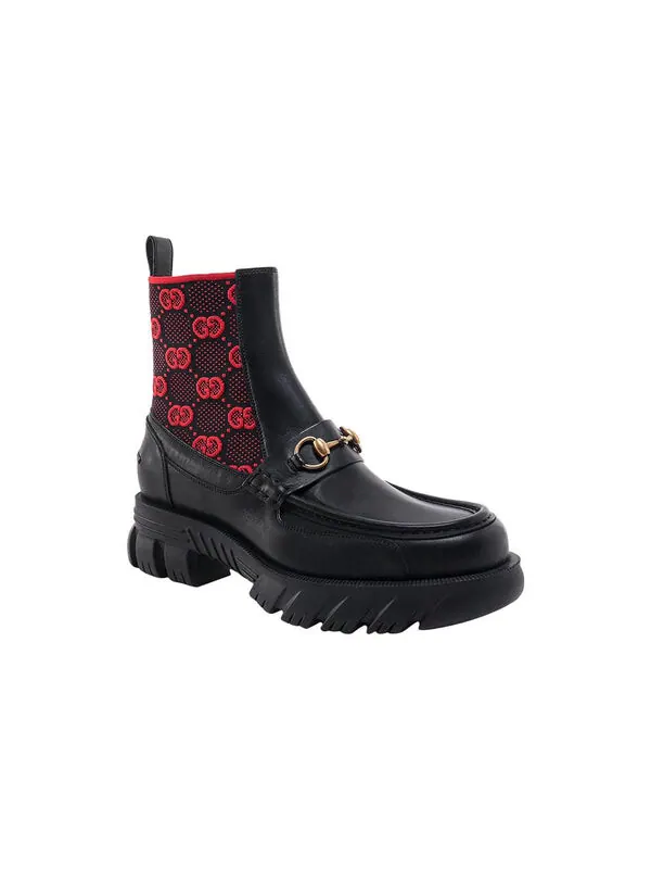 Кроссовки horsebit gg jersey boot 'black red' Gucci — изображение 3 из 4, черный/красный