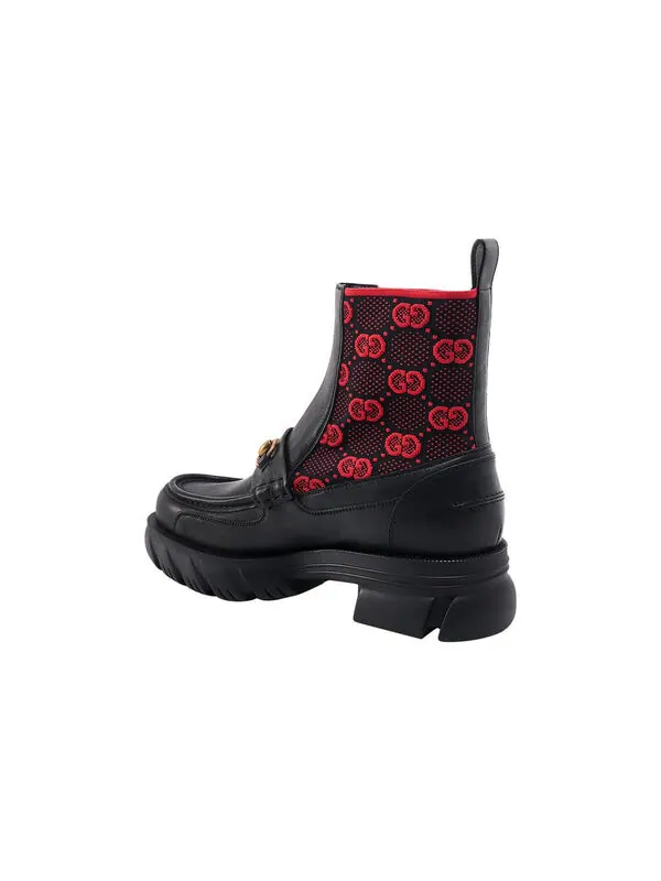 Кроссовки horsebit gg jersey boot 'black red' Gucci — изображение 4 из 4, черный/красный