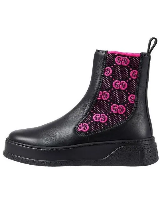 Кроссовки gg jersey boots 'black fuchsia' Gucci — изображение 1 из 4, черный/розовый