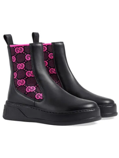 Кроссовки gg jersey boots 'black fuchsia' Gucci — изображение 2 из 4, черный/розовый