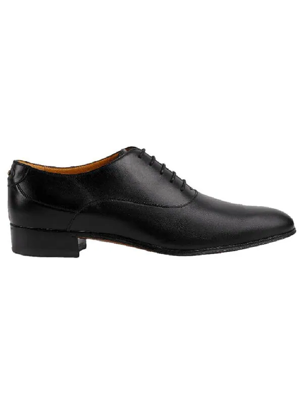 Кроссовки lace-up shoe with double g 'black leather' Gucci — изображение 2 из 4, черный