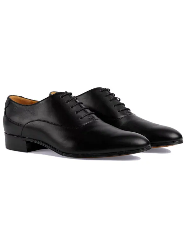 Кроссовки lace-up shoe with double g 'black leather' Gucci — изображение 3 из 4, черный