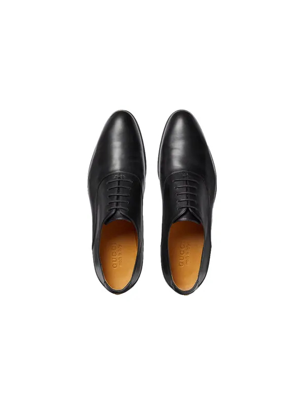 Кроссовки lace-up shoe with double g 'black leather' Gucci — изображение 4 из 4, черный