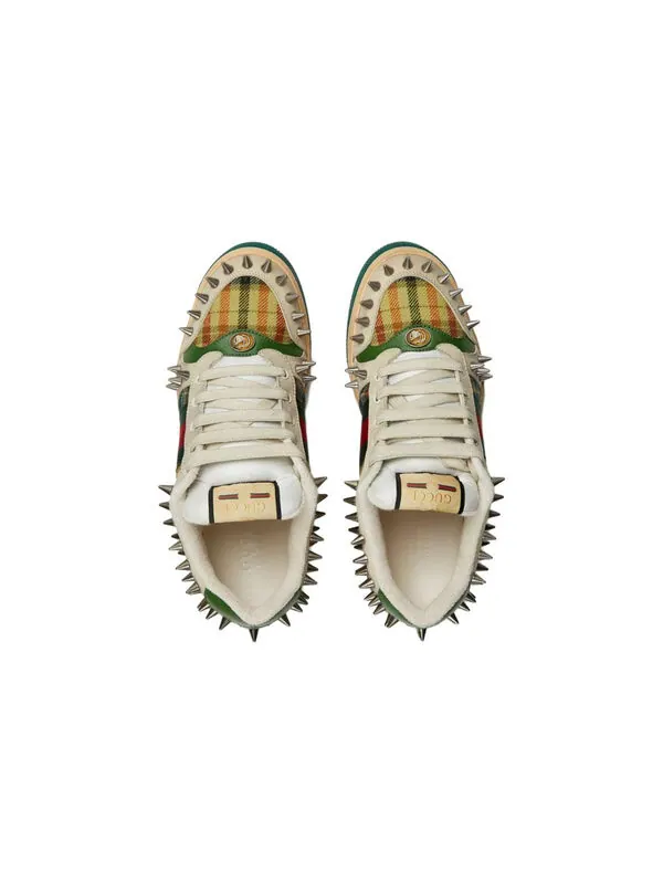 Кроссовки screener gg leather sneakers 'beige metallic silver green' Gucci — изображение 3 из 4