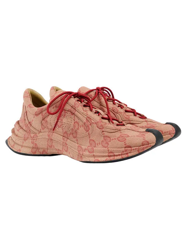 Кроссовки run sneaker 'beige hibiscus monogram' Gucci — изображение 2 из 4, бежевый/красный