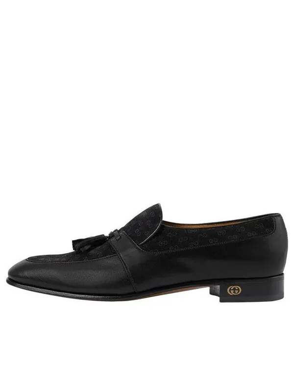 Кроссовки tassel-trim leather loafers 'black' Gucci — изображение 1 из 4, черный