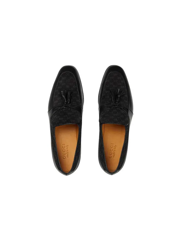 Кроссовки tassel-trim leather loafers 'black' Gucci — изображение 3 из 4, черный