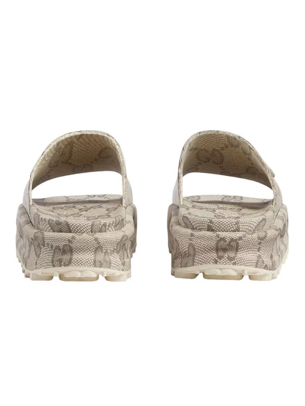 Сандалии gg slide sandal 'interlocking g - beige ebony' Gucci — изображение 4 из 4, бежевый
