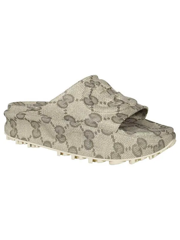 Сандалии slide sandal with interlocking g 'beige' Gucci — изображение 3 из 3, бежевый