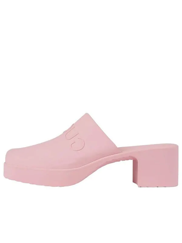 Сандалии logo rubber mule 'pink' Gucci — изображение 1 из 4, розовый