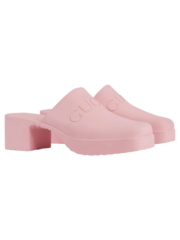 Сандалии logo rubber mule 'pink' Gucci — изображение 2 из 4, розовый