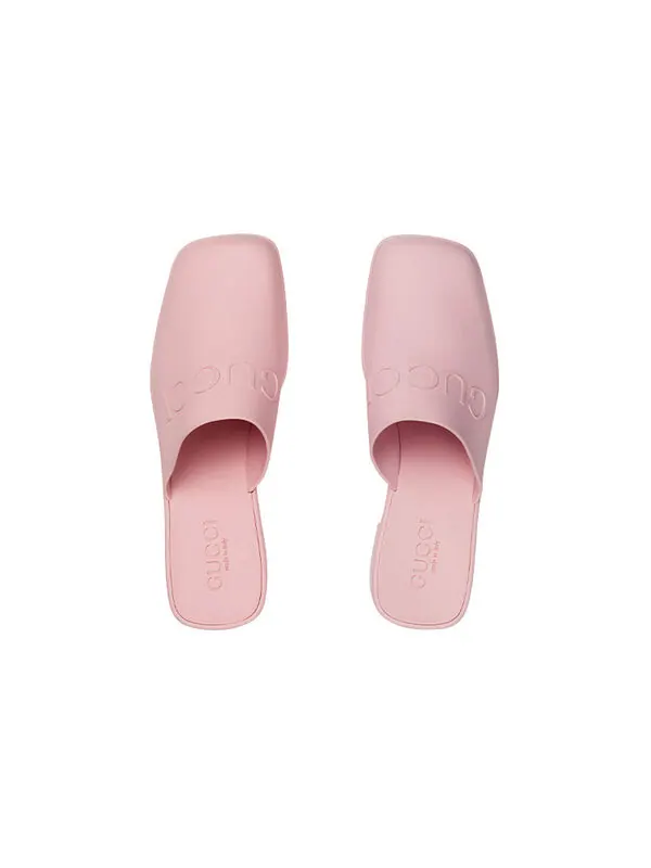 Сандалии logo rubber mule 'pink' Gucci — изображение 3 из 4, розовый