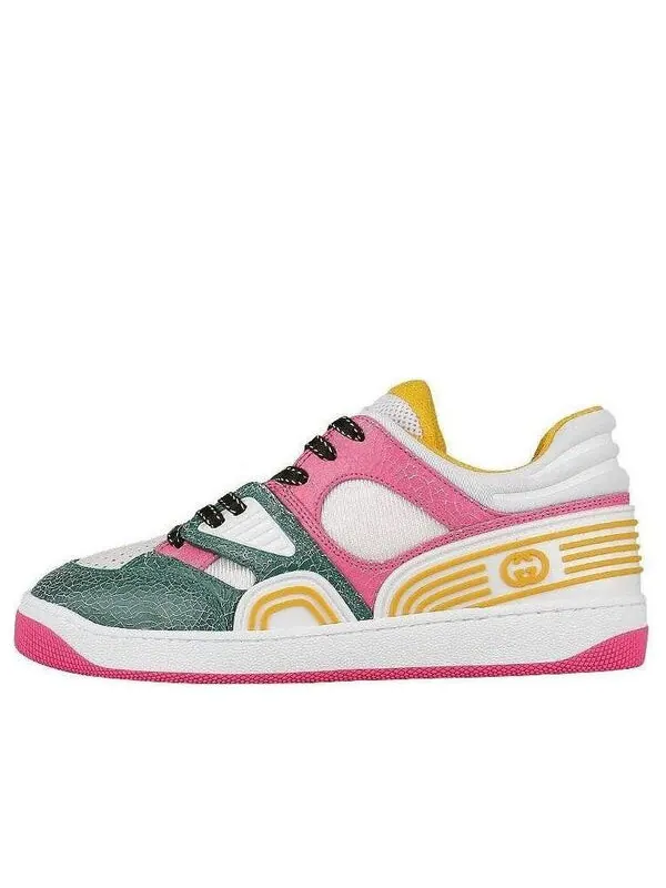 Кроссовки basket 'pink green white' Gucci — изображение 1 из 4, розовый зеленый белый