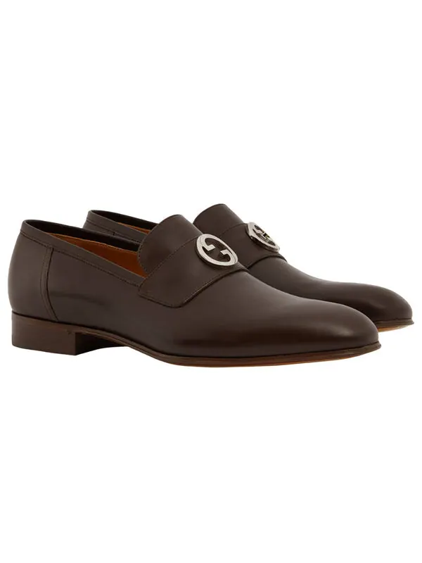 Кроссовки interlocking g loafer 'dark brown leather' Gucci — изображение 2 из 4, коричневый