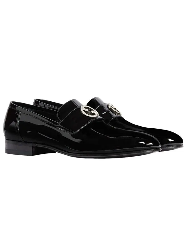 Кроссовки interlocking g loafer 'black leather' Gucci — изображение 2 из 4, черный
