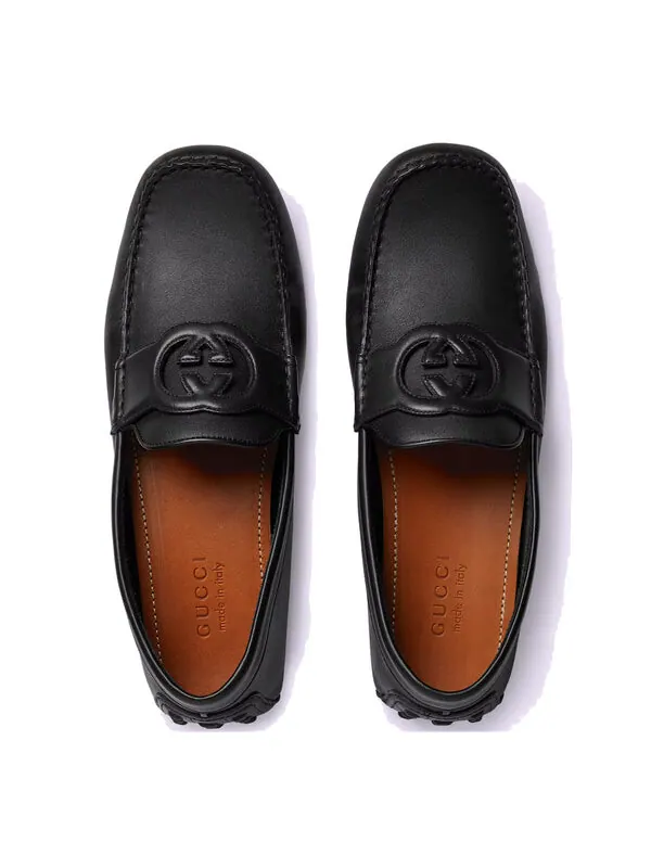 Кроссовки leather driver shoes 'black' Gucci — изображение 3 из 4, черный