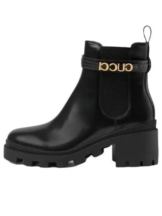 Кроссовки mid-heel boot with logo 'black leather' Gucci — изображение 1 из 4, черный