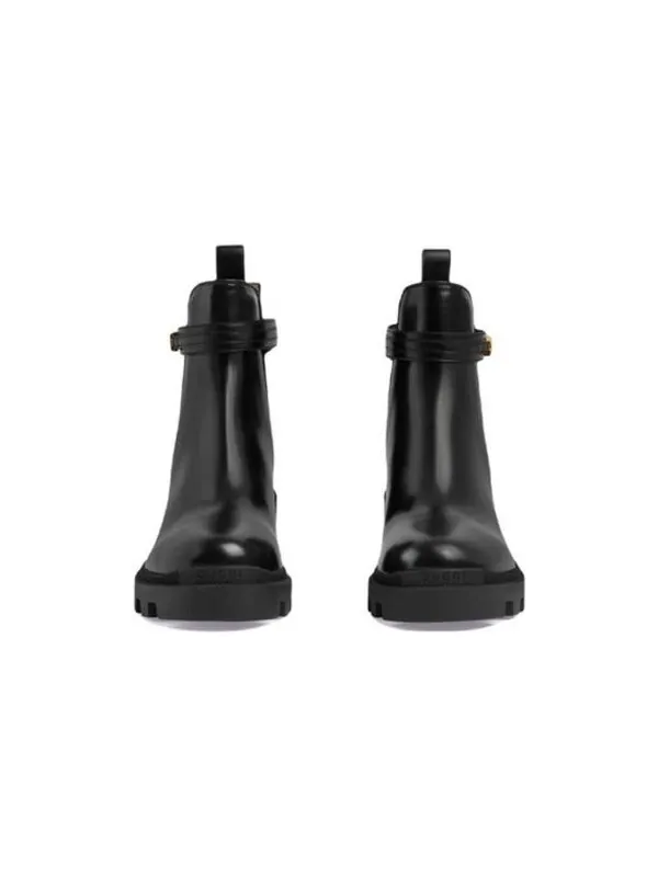 Кроссовки mid-heel boot with logo 'black leather' Gucci — изображение 3 из 4, черный