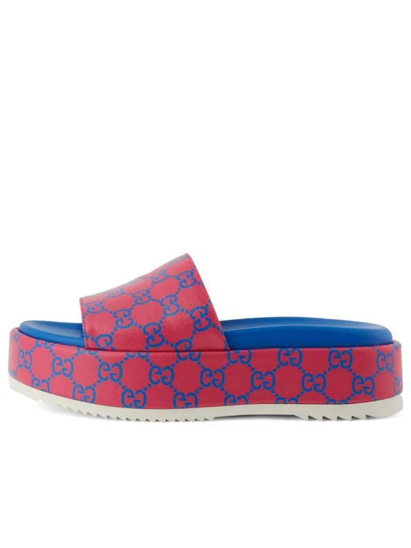 Сандалии platform slide sandal 'jumbo gg -fuchsia blue' Gucci — изображение 1 из 4, фиолетовый/розовый