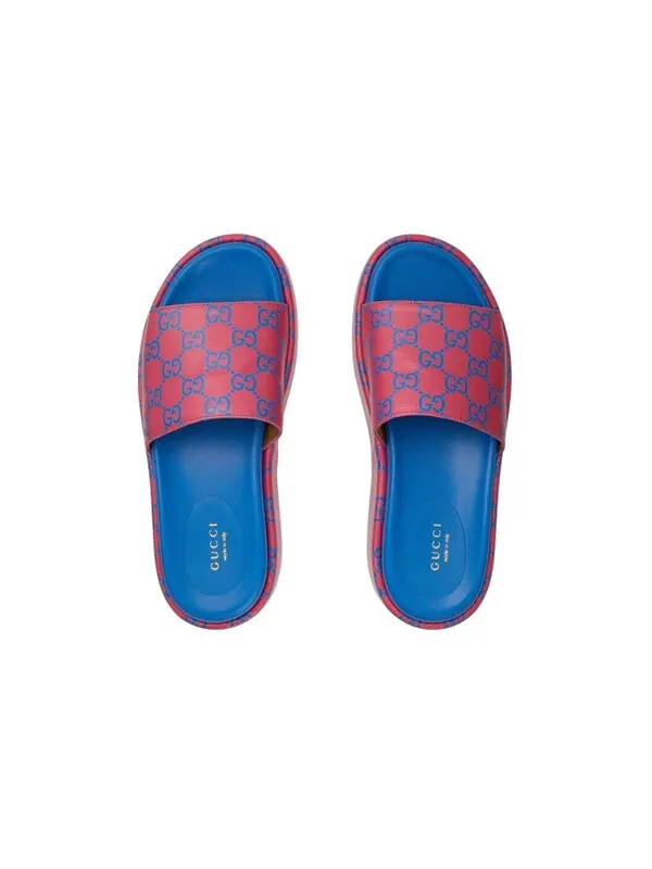 Сандалии platform slide sandal 'jumbo gg -fuchsia blue' Gucci — изображение 3 из 4, фиолетовый/розовый