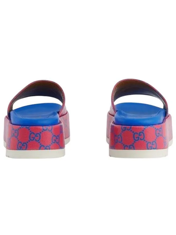 Сандалии platform slide sandal 'jumbo gg -fuchsia blue' Gucci — изображение 4 из 4, фиолетовый/розовый