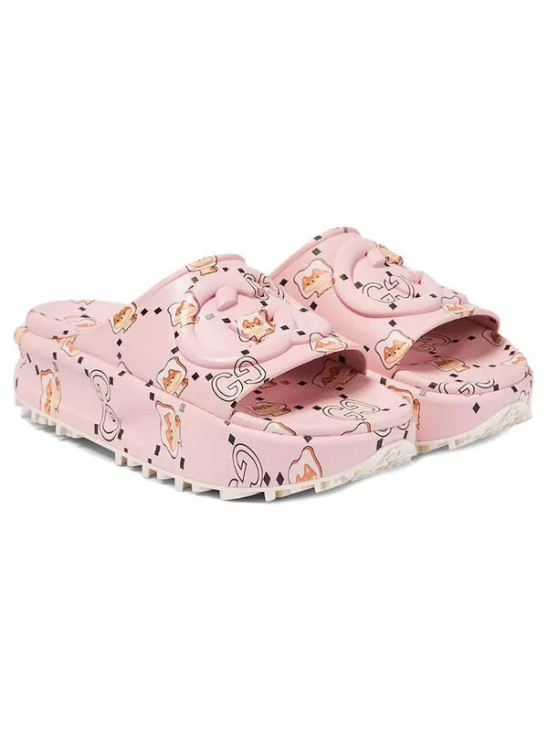 Сандалии x pikarar slide sandal with gg animal print 'light pink' Gucci — изображение 2 из 3, розовый