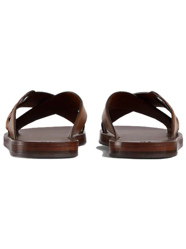 Тапочки side interlocking g slide sandals 'brown' Gucci — изображение 3 из 4, коричневый
