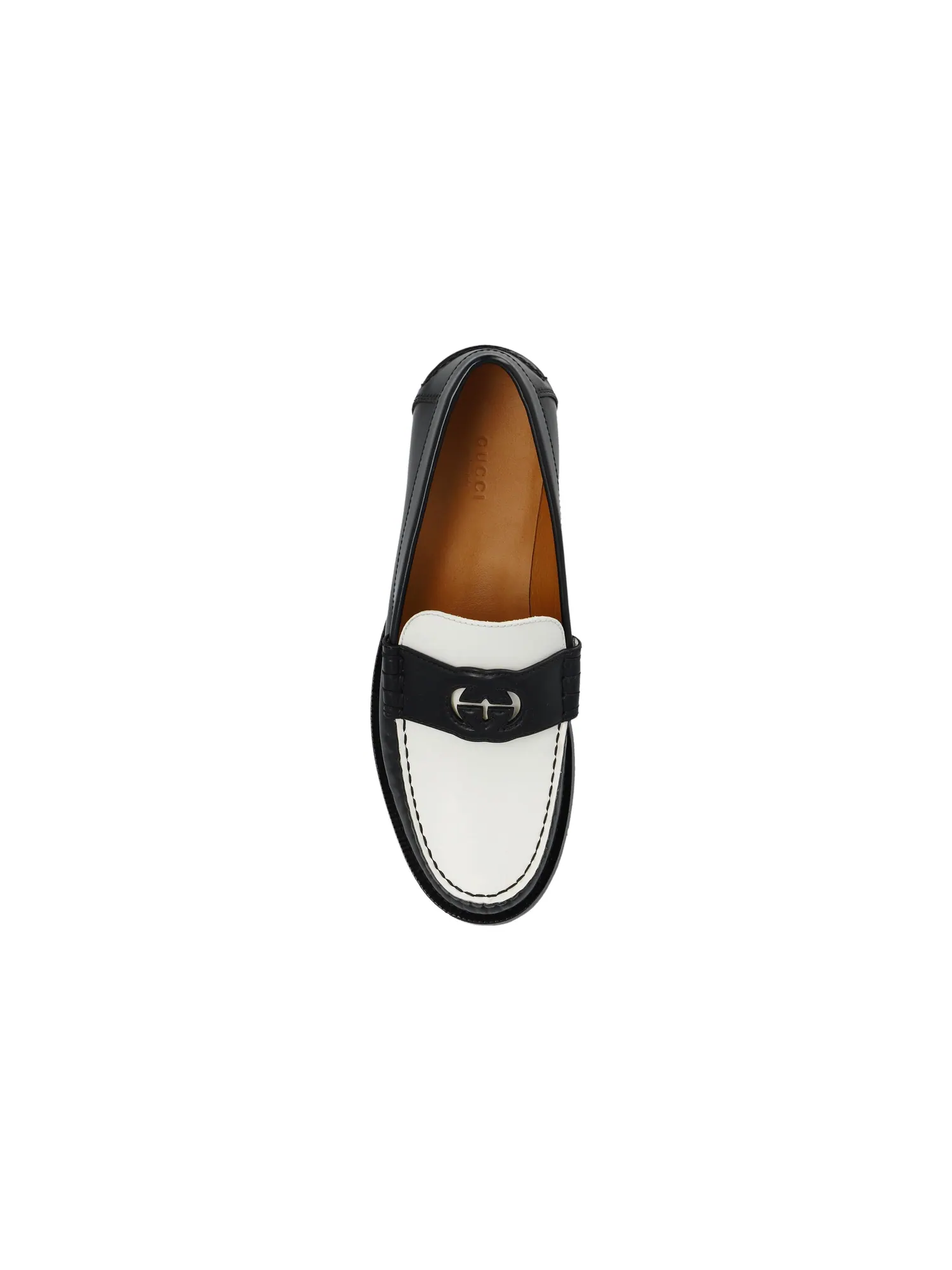 Кроссовки (WMNS) Gucci Interlocking G Loafer 'Black White Leather' — изображение 4 из 5, черный