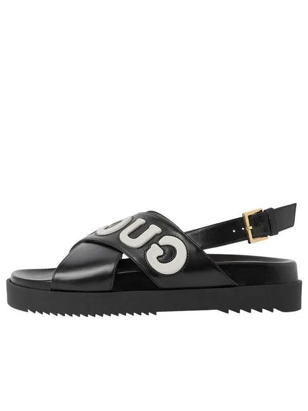 Кроссовки sandal with logo script 'black white' Gucci — изображение 1 из 4, черный/белый