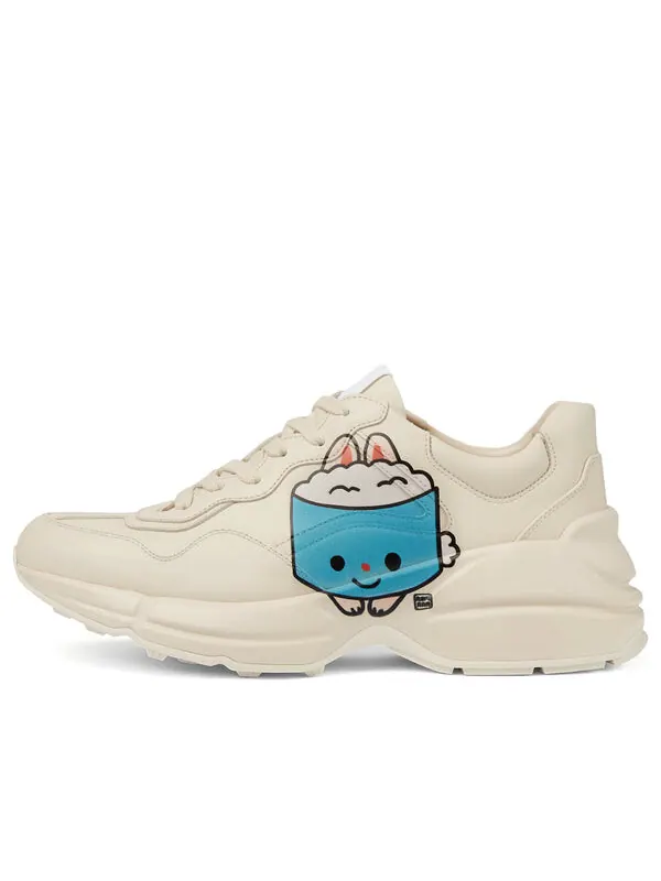 Кроссовки kawaii rhyton leather sneakers 'cream white' Gucci — изображение 1 из 4, бежевый/белый/мульти