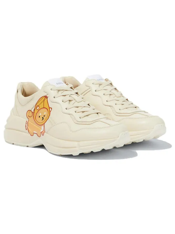 Кроссовки kawaii rhyton leather sneakers 'cream white' Gucci — изображение 3 из 4, бежевый/белый/мульти