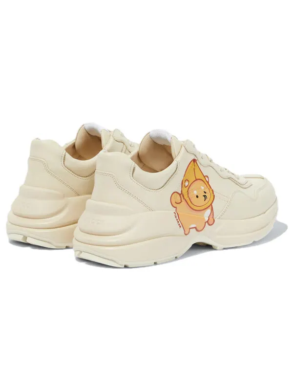 Кроссовки kawaii rhyton leather sneakers 'cream white' Gucci — изображение 4 из 4, бежевый/белый/мульти