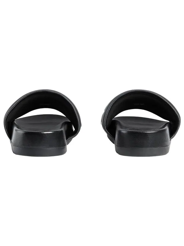 Тапочки sideline rubber logo slide 'black leather' Gucci — изображение 4 из 4, черный