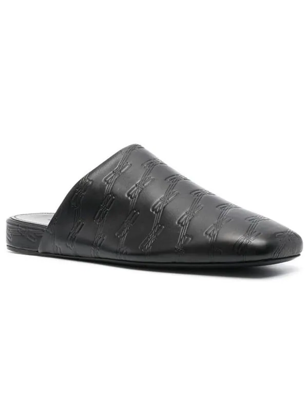 Тапочки leather cosy bb mules 'black' Balenciaga — изображение 2 из 4, черный