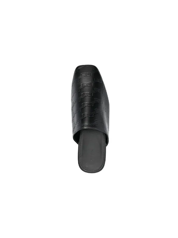 Тапочки leather cosy bb mules 'black' Balenciaga — изображение 3 из 4, черный