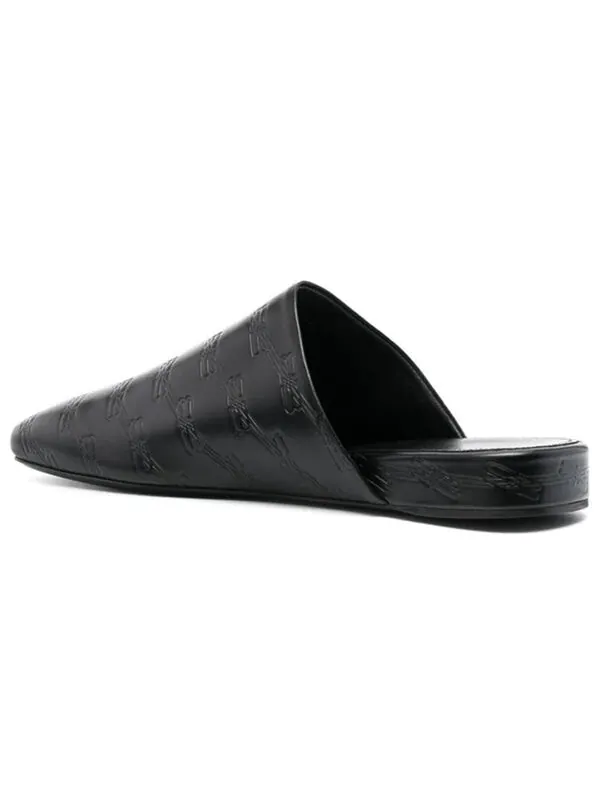 Тапочки leather cosy bb mules 'black' Balenciaga — изображение 4 из 4, черный