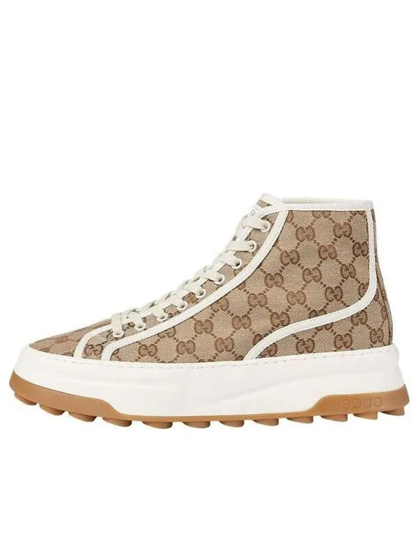 Кроссовки GUCCI Tennis 1977 High-Top Sneakers 'Tan White' — изображение 1 из 4, бежевый/белый