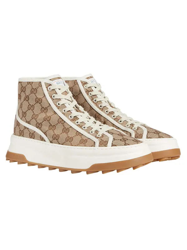 Кроссовки GUCCI Tennis 1977 High-Top Sneakers 'Tan White' — изображение 2 из 4, бежевый/белый