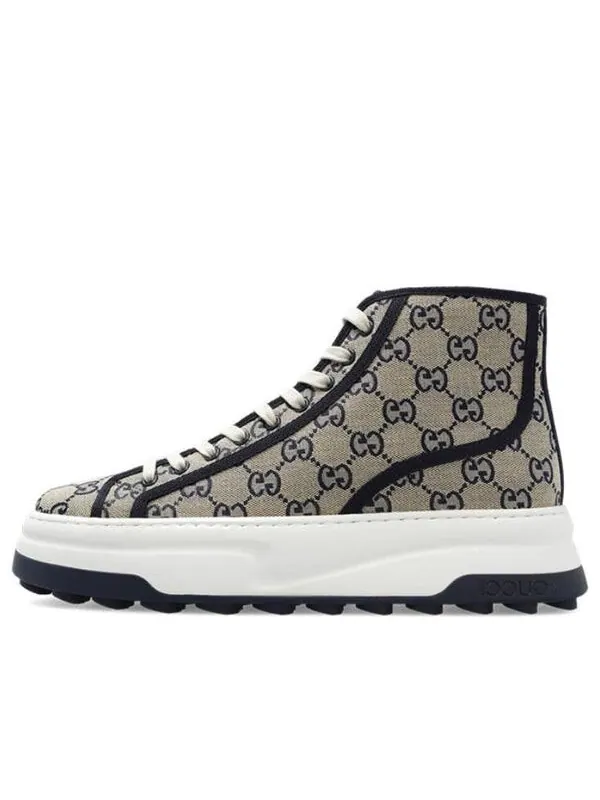 Кроссовки gg high top sneaker 'beige blue' Gucci — изображение 1 из 4, бежевый/синий