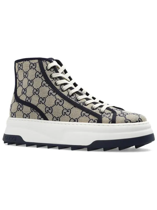Кроссовки gg high top sneaker 'beige blue' Gucci — изображение 2 из 4, бежевый/синий