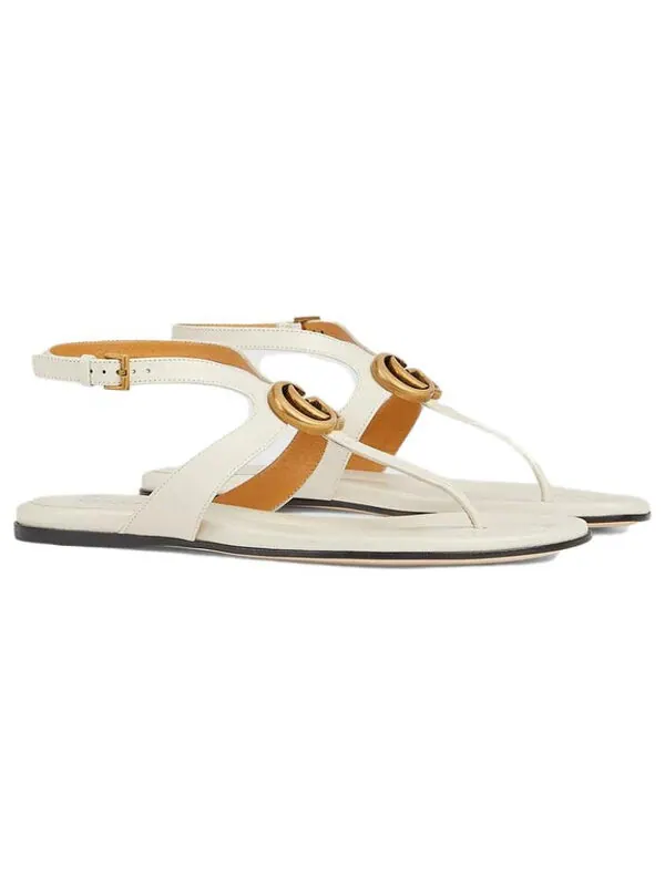 Сандалии double g thong sandal 'white leather' Gucci — изображение 2 из 3, белый