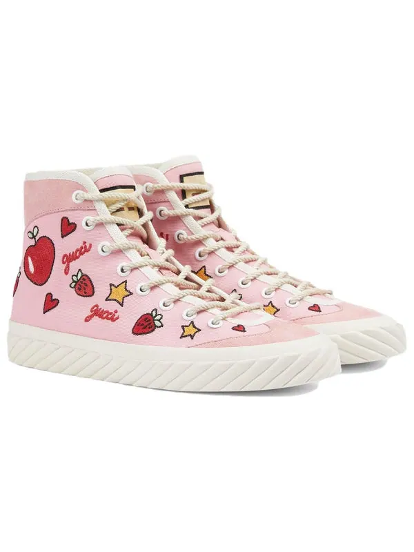 Кроссовки canvas hightop 'valentine's day' Gucci — изображение 3 из 4, розовый/красный/белый