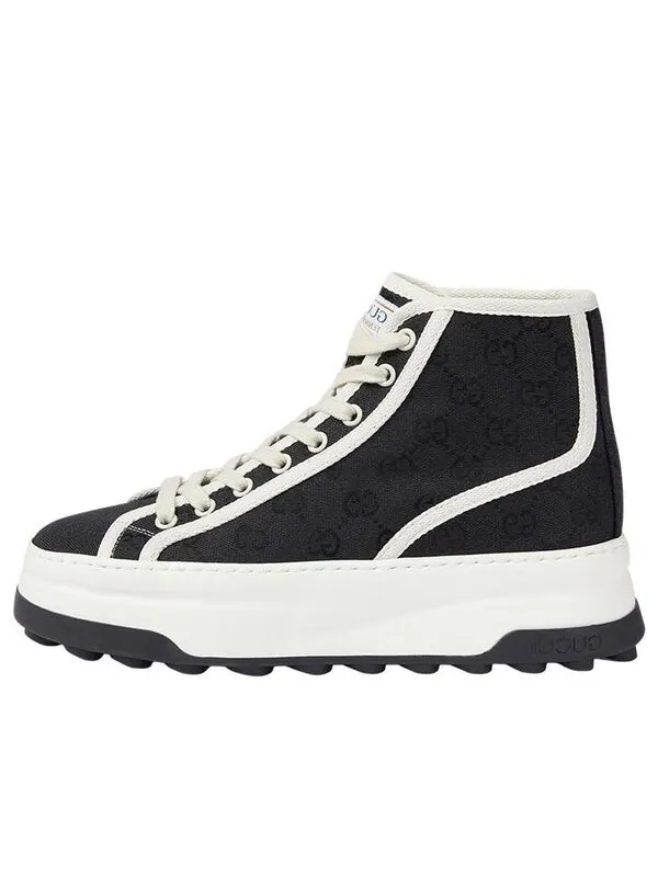 Кроссовки gg blooms high-top sneakers 'black white' Gucci — изображение 1 из 4, черный