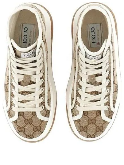 Кроссовки gg high top sneaker 'beige ebony' Gucci — изображение 1 из 2, бежевый